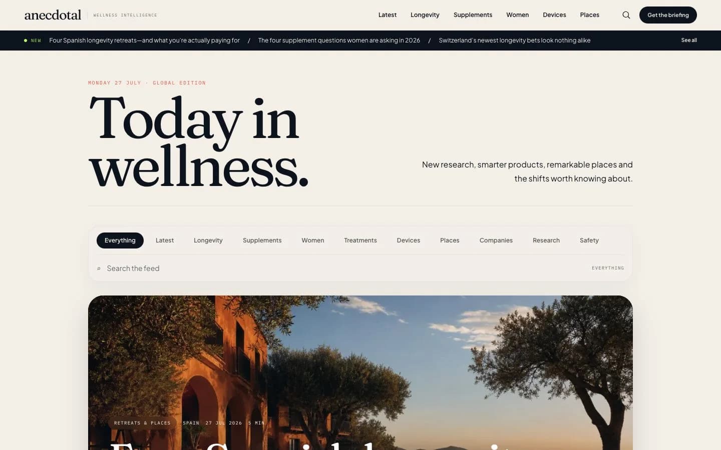 Anecdotal Health website homepage shown on desktop