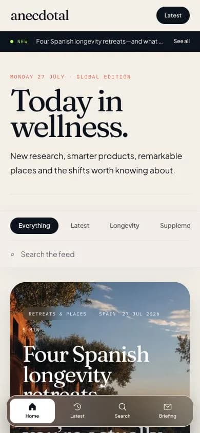 Anecdotal Health website homepage shown on mobile